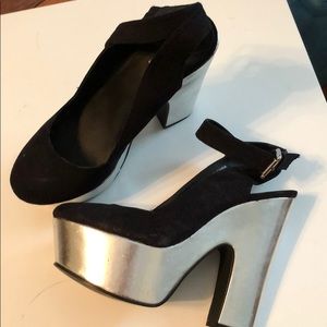 Kimchi Blue silver and black heels